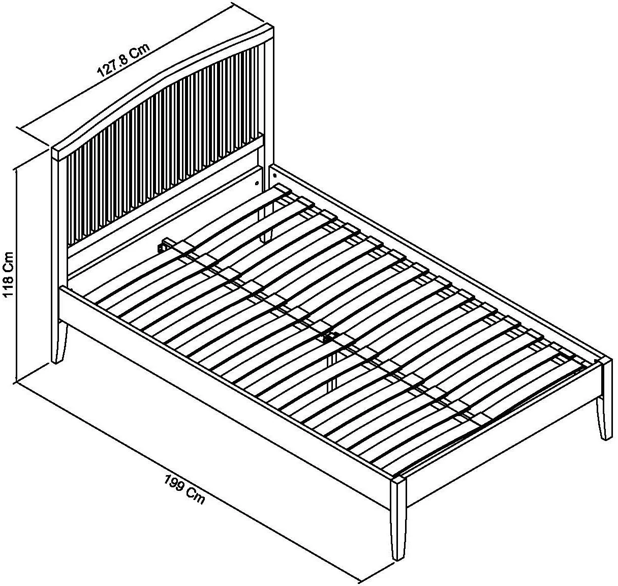 ASHBY WHITE 122CM SLATTED BEDSTEAD - Image 3