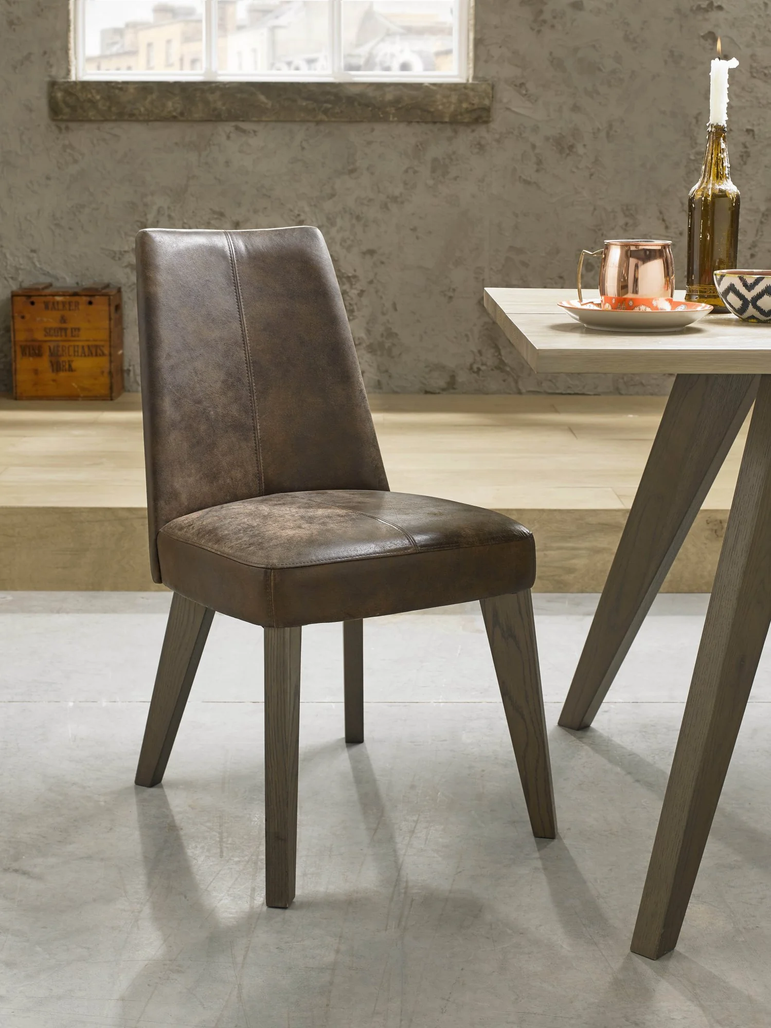 BENNETT UPHOLSTERED CHAIR - BROWN BONDED LEATHER - Image 2