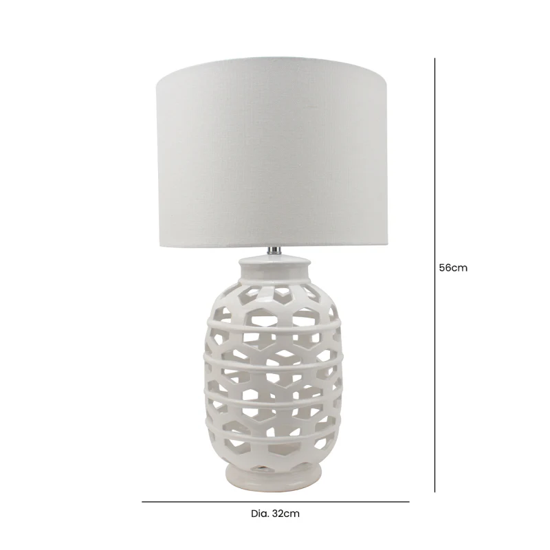 CIMC WHITE CERAMIC TABLE LAMP WITH WHITE SHADE - Image 2