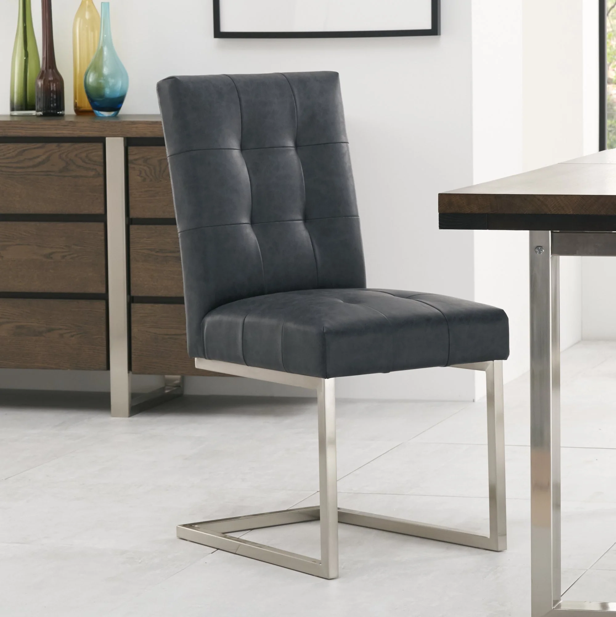 WARSAW UPHOLSTERED CANTILEVER CHAIR - BONDEDED LEATHER - Image 2